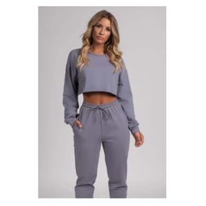NWT Meshki Cropped Grey/Blue Jumper